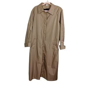 THE TOTES COAT Women's Vintage 80s Tan Button Up Rain Trench Coat Pockets Sz 18½